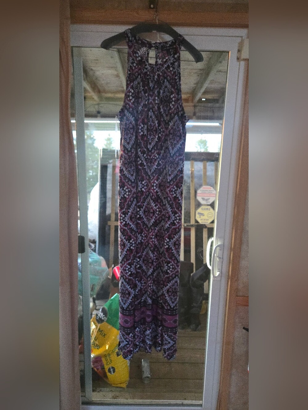 Sleeveless Purple Patterned Maxi Dress - Women's Size 14-16 Lane Bryant